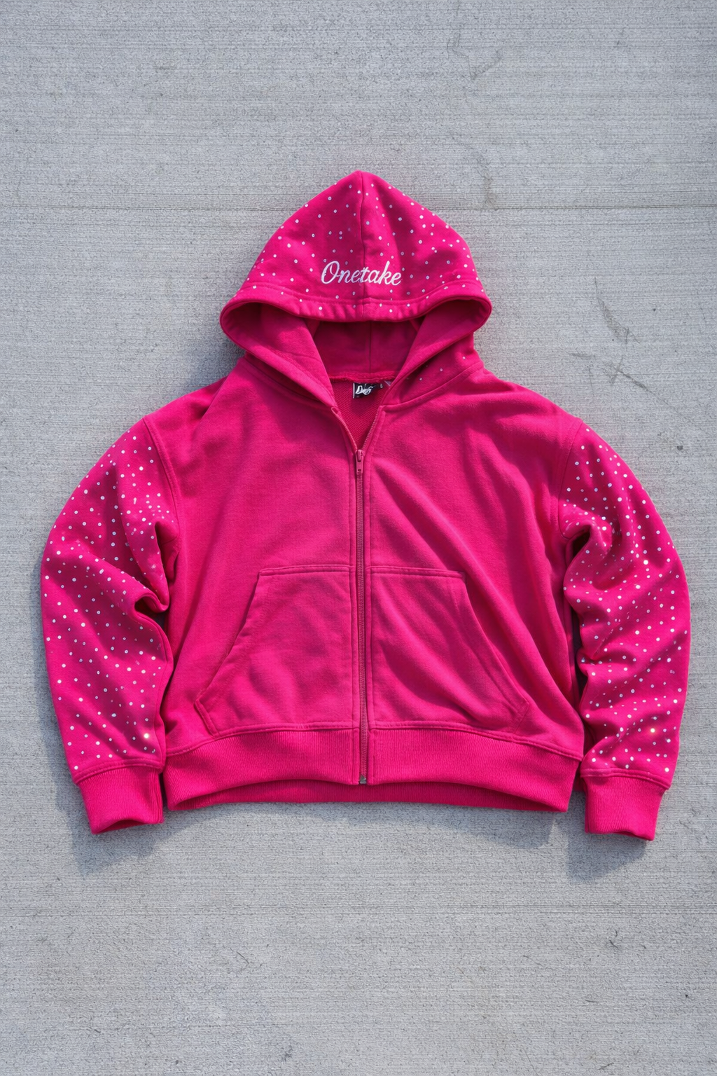Pink Rhinestone Zip-up